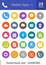 Mobile Apps Icon Set. Can also be used for Device Apps and Settings. Suitable for web apps, mobile apps and print media.