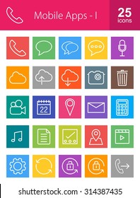 Mobile Apps Icon Set. Can also be used for Device Apps and Settings. Suitable for web apps, mobile apps and print media.