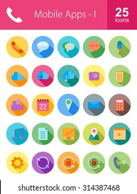 Mobile Apps Icon Set. Can also be used for Device Apps and Settings. Suitable for web apps, mobile apps and print media.