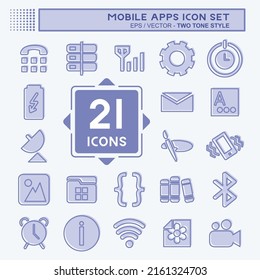 Mobile Apps Icon Set. suitable for Web Interface symbol. two tone style. simple design editable. design template vector. simple symbol illustration