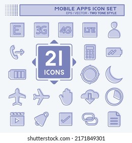 Mobile Apps Icon Set. suitable for Web Interface symbol. two tone style. simple design editable. design template vector. simple symbol illustration