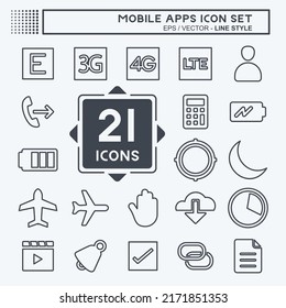 Mobile Apps Icon Set. suitable for Web Interface symbol. line style. simple design editable. design template vector. simple symbol illustration