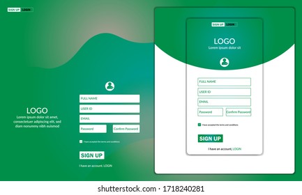 Mobile apps login & sign in. UI/UX vector design. Login page design. Login page. Sign Up page. Log in form. Sign in form vector. Website login and sign up page design.