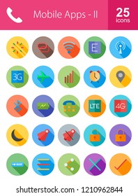 Mobile Apps Long Shadow Icons