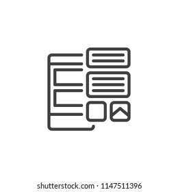 Mobile apps outline icon. linear style sign for mobile concept and web design. Phone with apps simple line vector icon. Symbol, logo illustration. Pixel perfect vector graphics