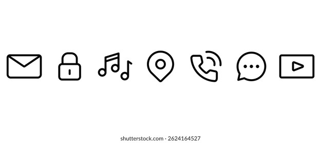 Mobile apps and Mobile phone functions line icons. Set of icons of smart buttons in social media applications. Smartphone technology vector linear icon vector illustration in transparent background.