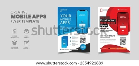 mobile apps promotion flyer brochure cover vector template 