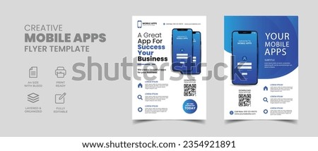 mobile apps promotion flyer brochure cover vector template 