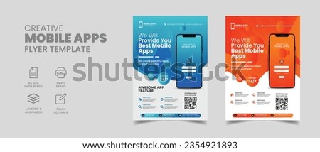 mobile apps promotion flyer brochure cover vector template 