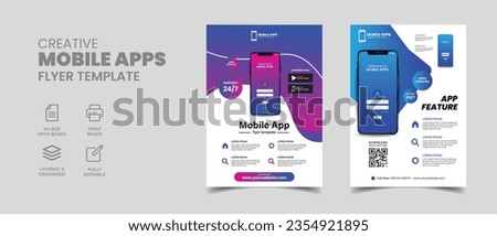 mobile apps promotion flyer brochure cover vector template 