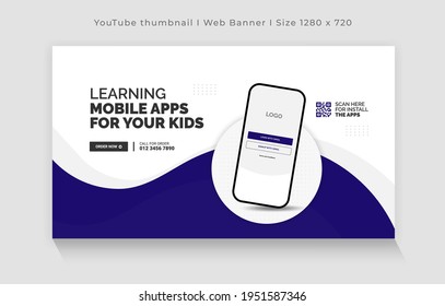 Mobile apps promotion YouTube video thumbnail and web banner template