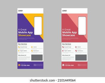 mobile apps roll up banner template. smartphone icons mockup. application presentation. magazine ads. cover. banner,  poster. leaflet, print-ready