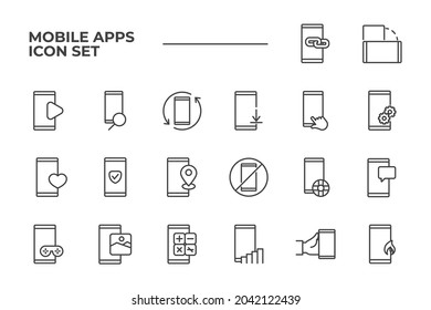 Mobile Apps set icon, isolated Mobile Apps set sign icon, vector illustration