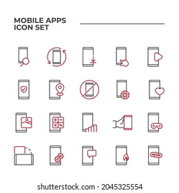 Mobile Apps set icon, isolated Mobile Apps set sign icon, vector illustration