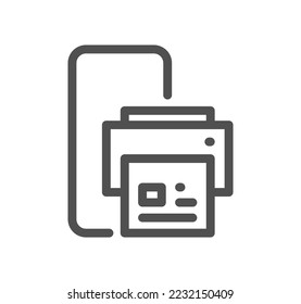 Mobile apps and technology icon outline and linear vector.