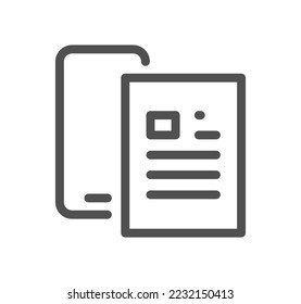 Mobile apps and technology icon outline and linear vector.