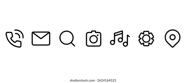 Mobile apps and technology icons, application feature icon in mobile phone, functions and settings line icons. Smartphone technology vector linear icon vector illustration in transparent background.