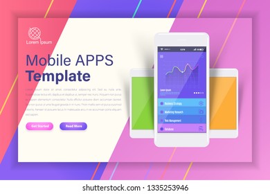 Mobile Apps Template Vector Illustration. Modern Landing Page  Website Design 