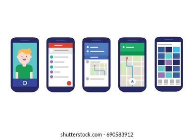 mobile apps user interface with material design style flat experience