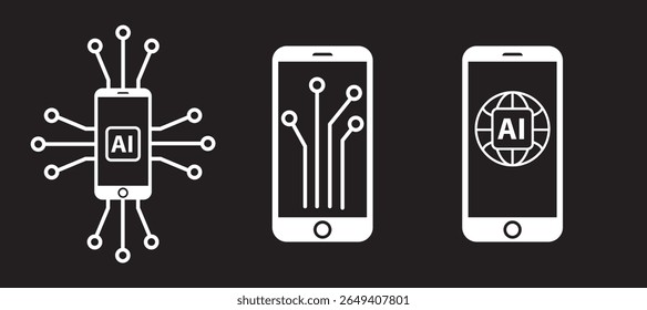 mobile artificial intelligence ai circuit board negative icon vector image