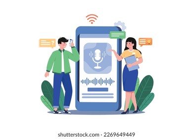 Mobile Assistant Illustration concept on white background