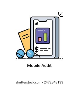 Ilustración de estilo de ícono de esquema relleno de Vector de auditoría móvil. Símbolo sobre fondo blanco EPS 10 Archivo