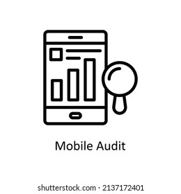 Iconos de esquema de vector de auditoría móvil para sus proyectos digitales o de impresión.