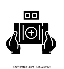 Icono negro de realidad aumentada móvil, ilustración conceptual, símbolo plano vectorial, signo de glifo.