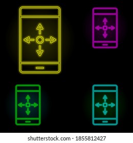 Mobile, augmented reality, control neon color set icon. Simple thin line, outline vector of augmented reality icons for ui and ux, website or mobile application