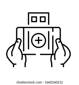 Mobile augmented reality line icon, concept sign, outline vector illustration, linear symbol.