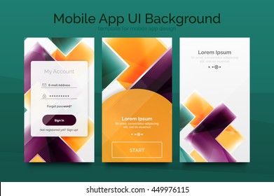 Mobile background ui - geometric abstract pattern. Application wallpaper blank layout