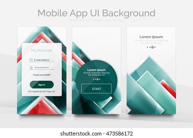 Mobile background ui - geometric abstract pattern. Application wallpaper blank layout