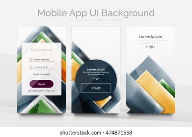 Ui de fondo móvil - patrón abstracto geométrico. Diseño en blanco del fondo de pantalla de la aplicación