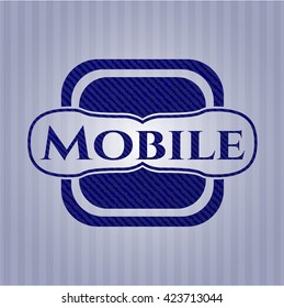 Mobile badge with denim texture