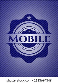 Mobile badge with jean texture
