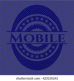 Mobile badge with jean texture