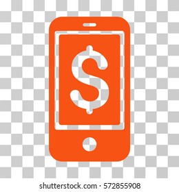 Mobile Balance icon. Vector illustration style is flat iconic symbol, orange color, transparent background. Designed for web and software interfaces.