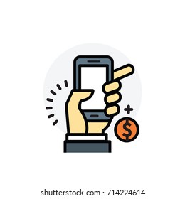 Mobile bank concept Isolated Line Vector Illustration editable Icon