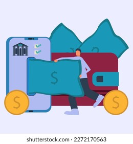 Mobile Bank concept or online payment concept, flat vector illustration mobile bank payment 