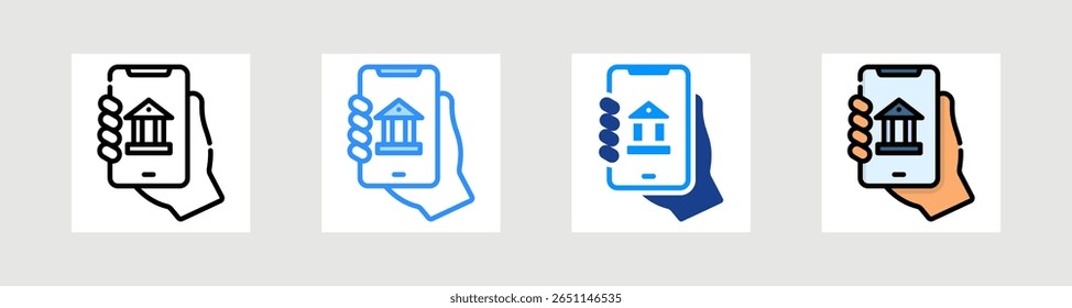 Mobile Bank Icon Collection Set Multiple Style