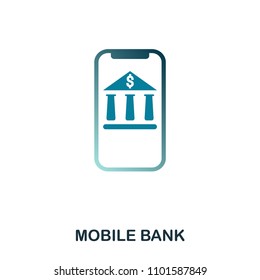 Mobile Bank icon. Flat style icon design. UI. Illustration of mobile bank icon. Pictogram isolated on white. Ready to use in web design, apps, software, print.