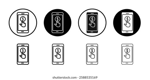 Mobile Bank icon line art vector