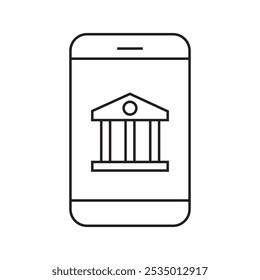 Mobile Bank icon. Vector illustration style is flat iconic symbol, black color, transparent background.