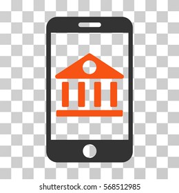 Mobile Bank icon. Vector illustration style is flat iconic bicolor symbol, orange and gray colors, transparent background. Designed for web and software interfaces.