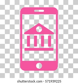 Mobile Bank icon. Vector illustration style is flat iconic symbol, pink color, transparent background. Designed for web and software interfaces.