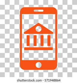 Mobile Bank icon. Vector illustration style is flat iconic symbol, orange color, transparent background. Designed for web and software interfaces.