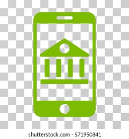 Mobile Bank icon. Vector illustration style is flat iconic symbol, eco green color, transparent background. Designed for web and software interfaces.