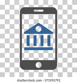 Mobile Bank icon. Vector illustration style is flat iconic bicolor symbol, cobalt and gray colors, transparent background. Designed for web and software interfaces.