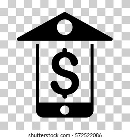 Mobile Bank icon. Vector illustration style is flat iconic symbol, black color, transparent background. Designed for web and software interfaces.