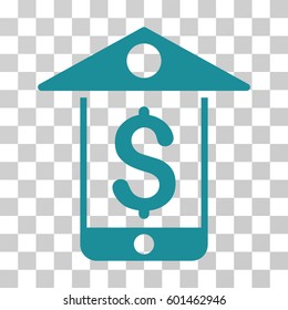 Mobile Bank icon. Vector illustration style is flat iconic symbol, soft blue color, transparent background. Designed for web and software interfaces.